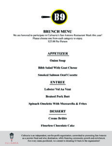 Bistr09 San Antonio Restaurant Week 2020 Brunch Menu