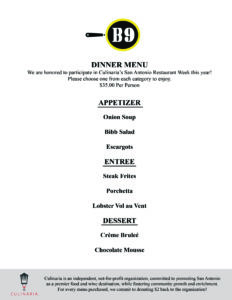 Bistr09 San Antonio Restaurant Week 2020 Dinner Menu
