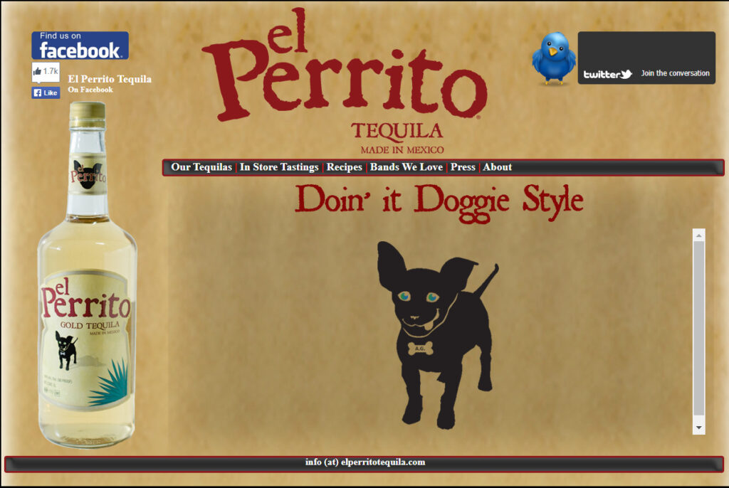 Screenshot of old El Perrito Tequila site