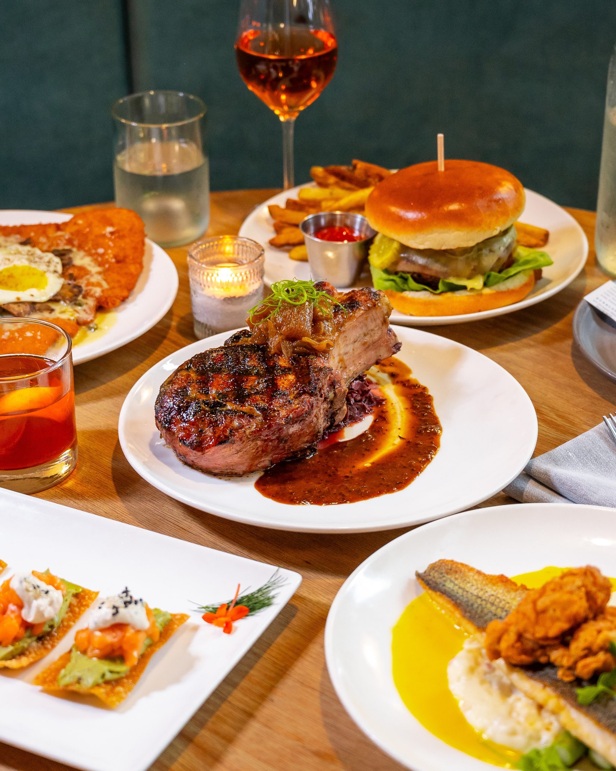 Food Spread at Maverick Texas Brasserie Tavern