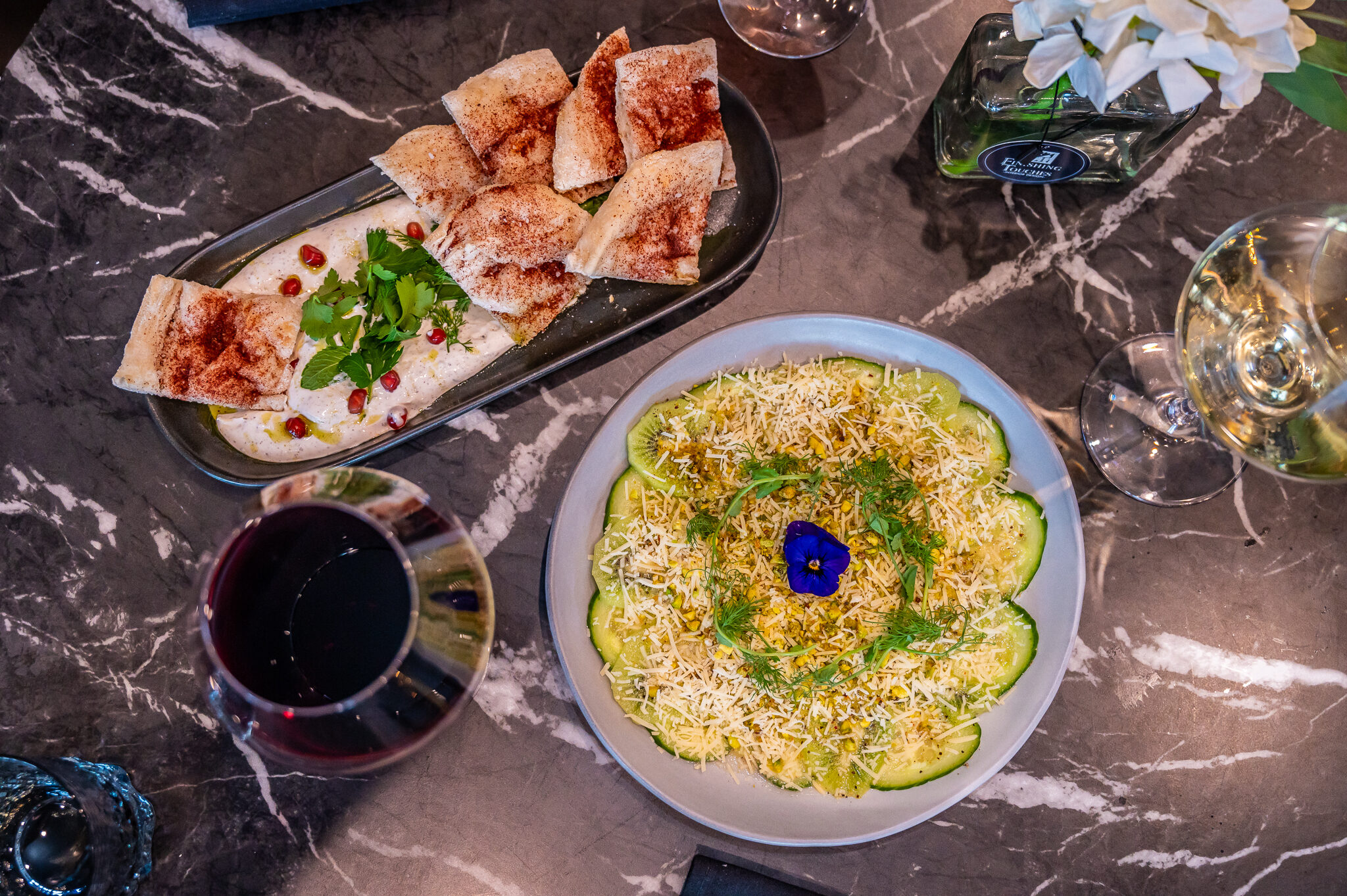 Carpaccio and Joqoque at Indulge Wine Bar