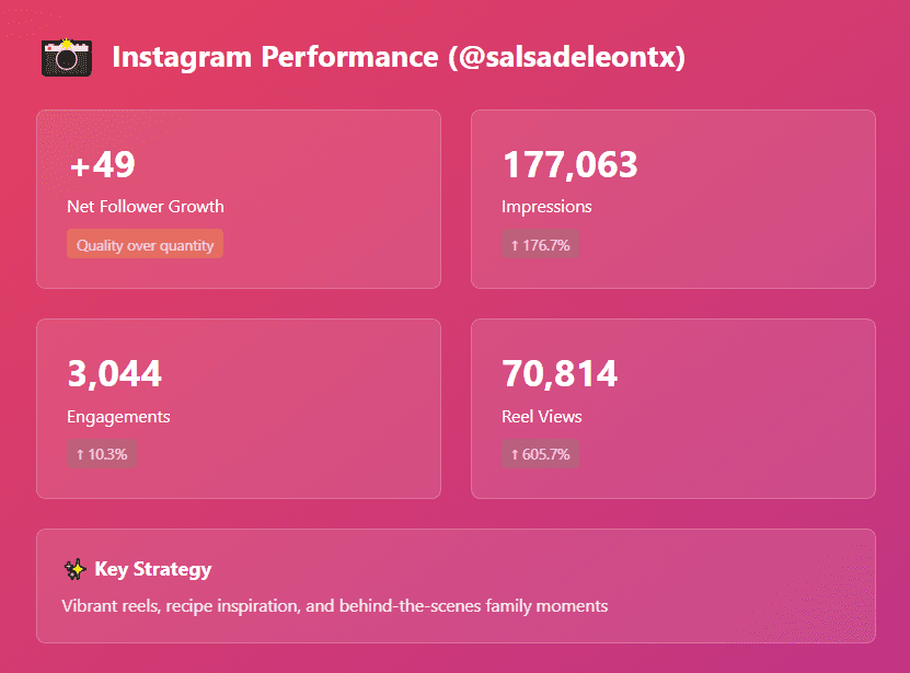 Salsa De Leon Instagram Performance Metrics Salsa De Leon Instagram Performance Metrics