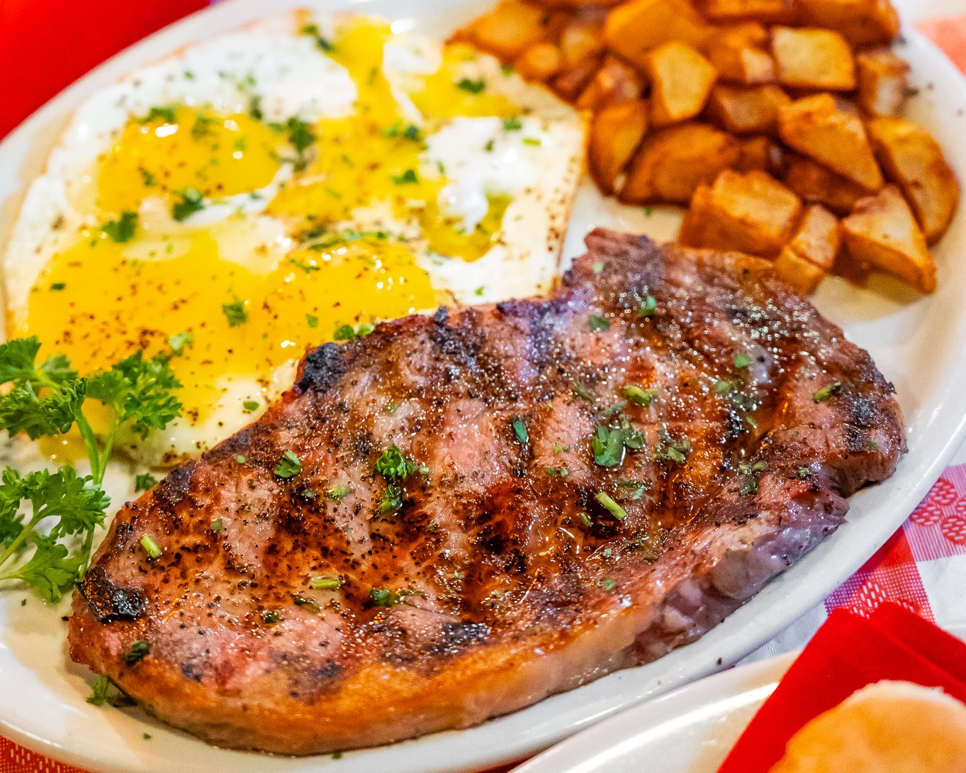 Steak and Eggs from The Barn Door