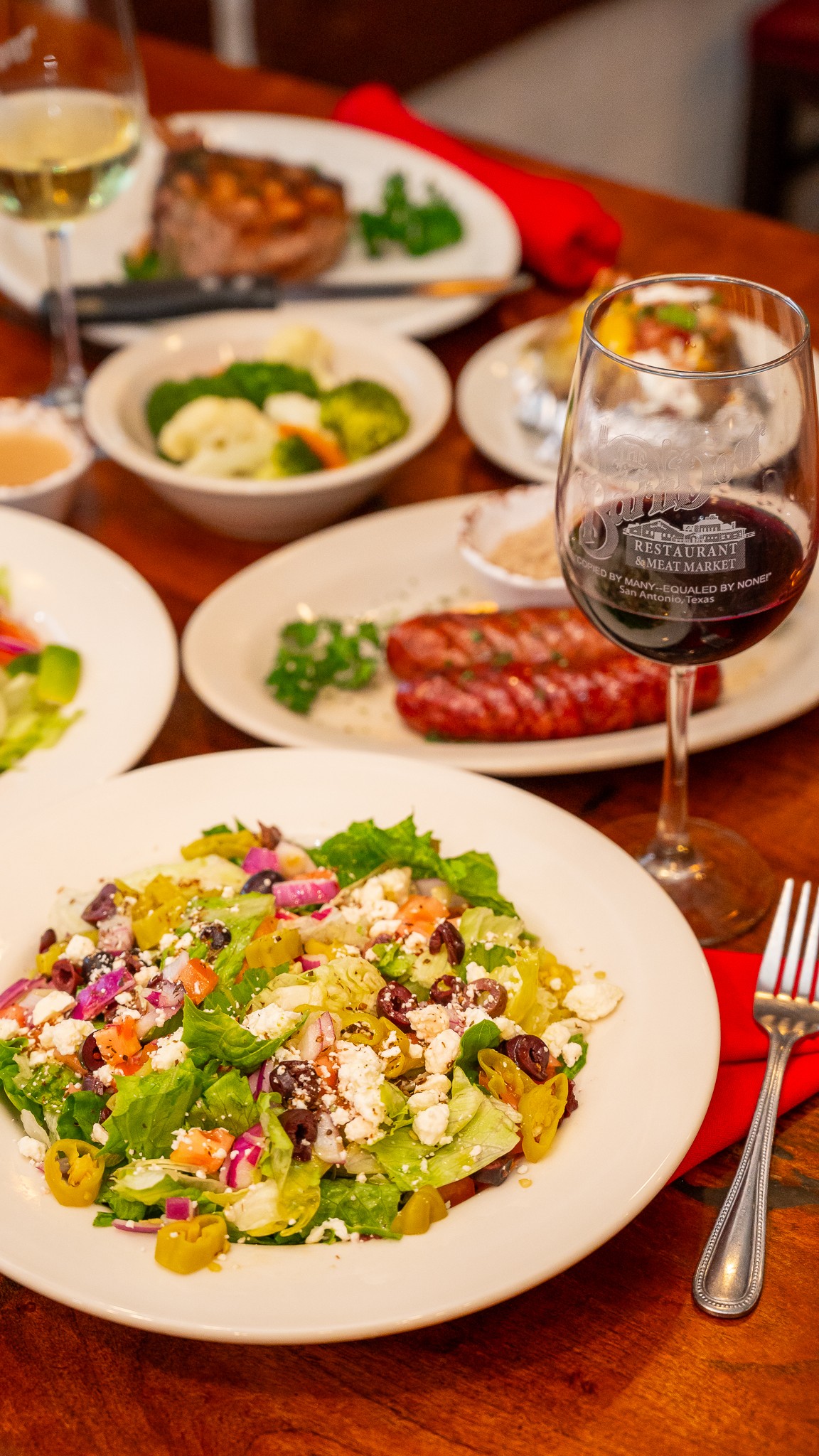 Dinner Spread with Wine at The Barn Door
